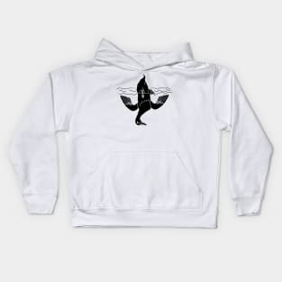 minimalist silhouette illustration of a diving duck Kids Hoodie